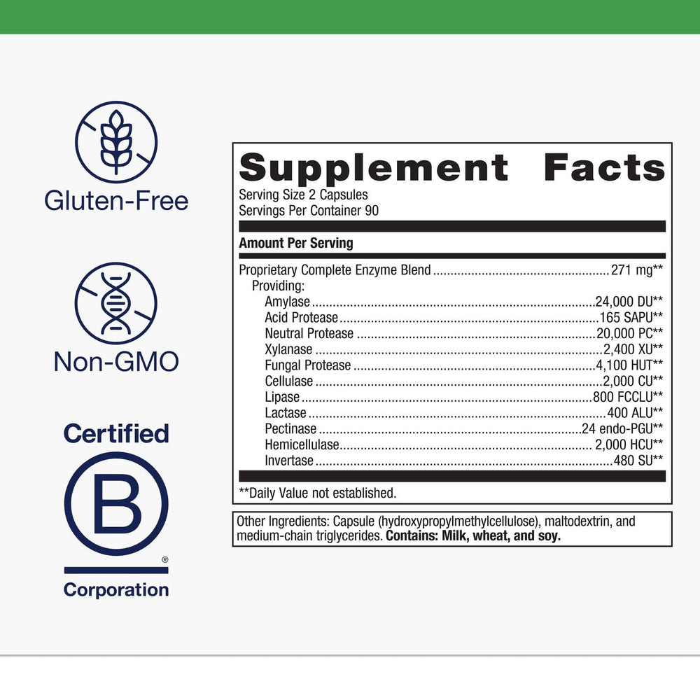 180 capsules bottle highlighting gluten-free and vegan formula
