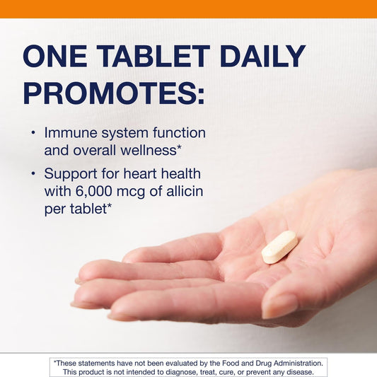 Label highlighting 6000 mcg allicin per tablet