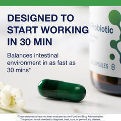 Metagenics UltraFlora Acute Care capsules, non-GMO and shelf-stable.