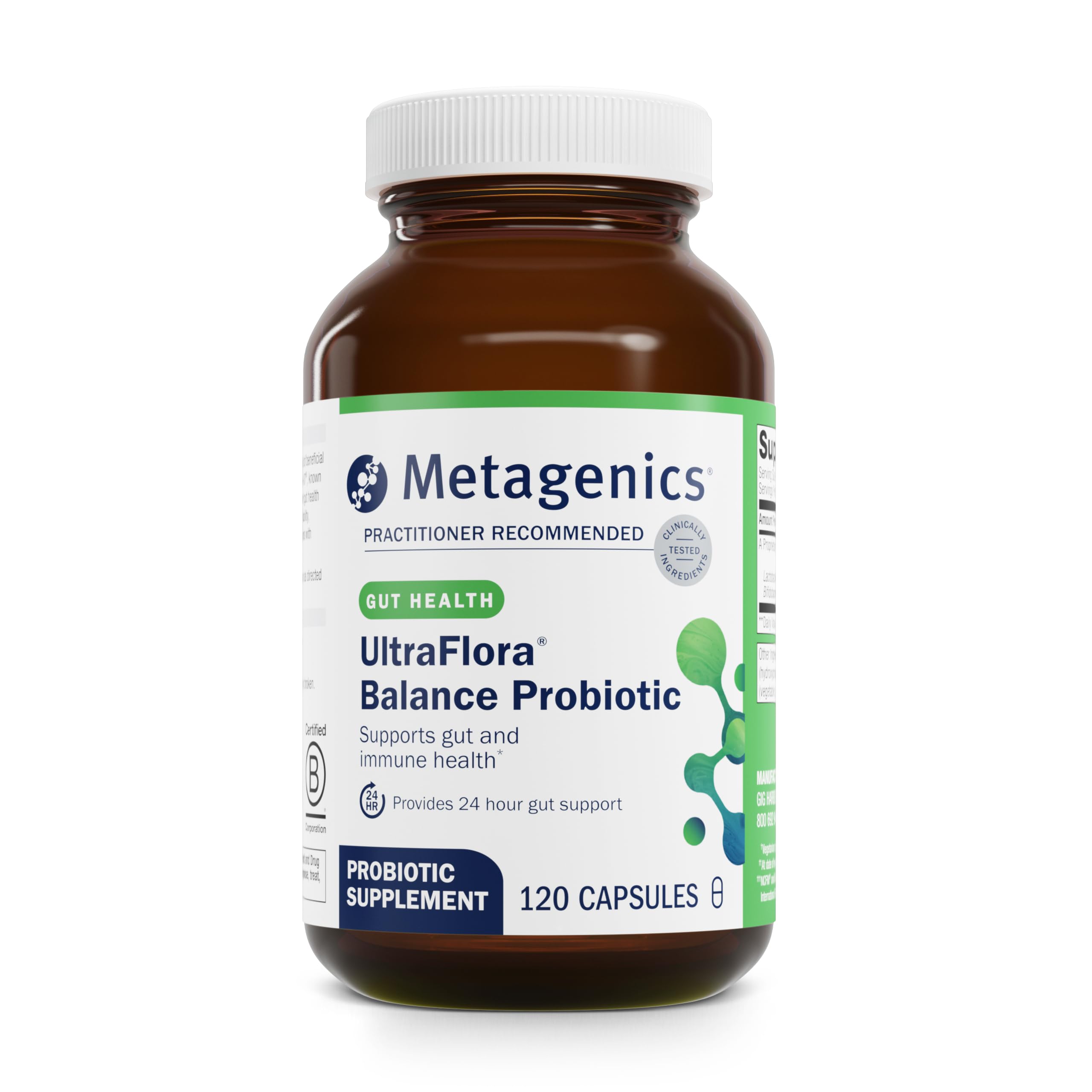 Metagenics UltraFlora Balance bottle on shelf for daily gut balance