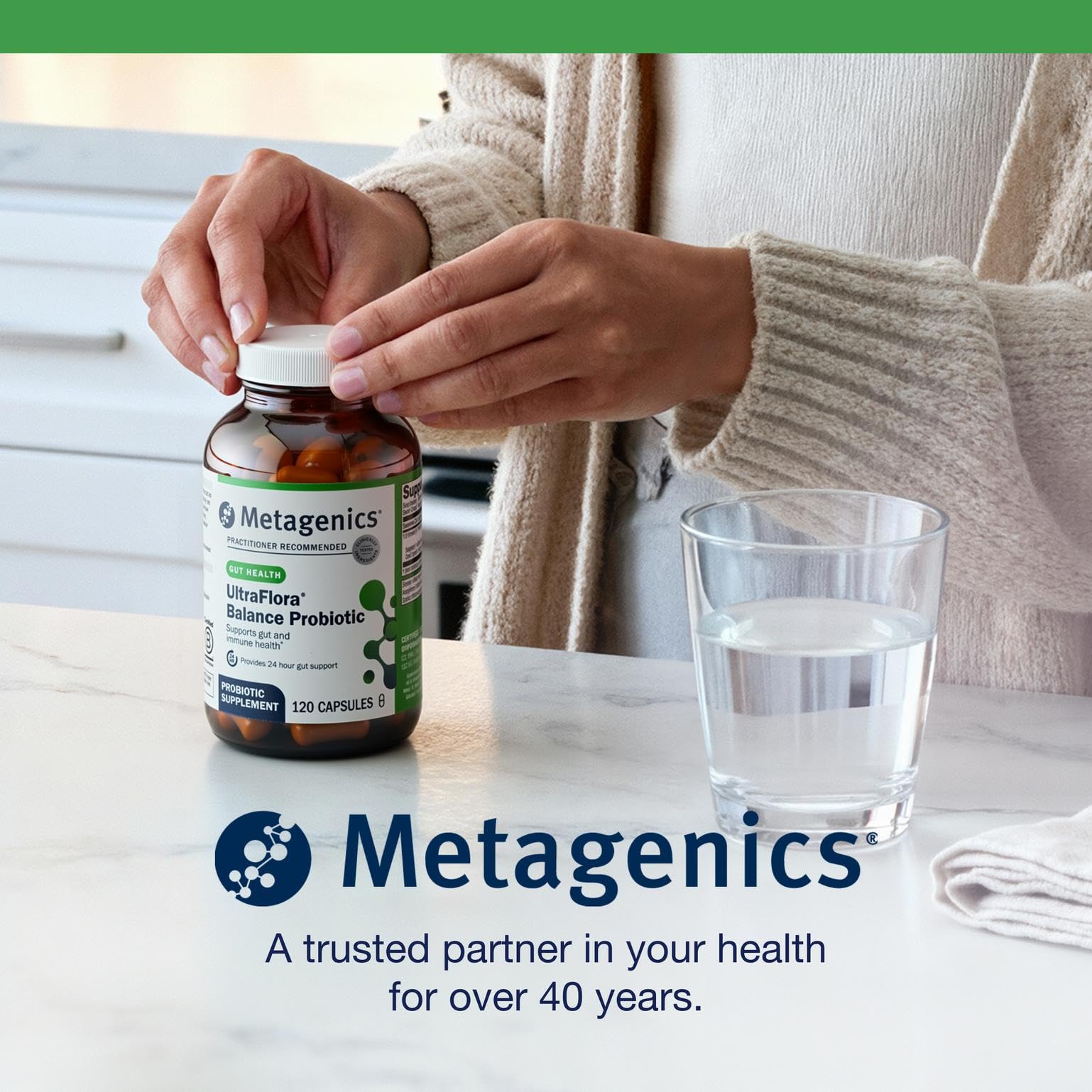 Metagenics UltraFlora Balance doctor recommended badge signaling trusted brand