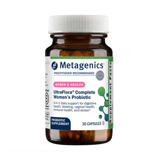 Bottle of Metagenics UltraFlora Complete Women's Probiotic with 30 capsules