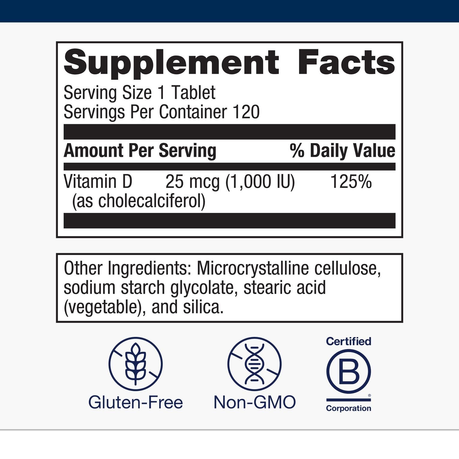 Close-up of Vitamin D3 1000 IU microtablet
