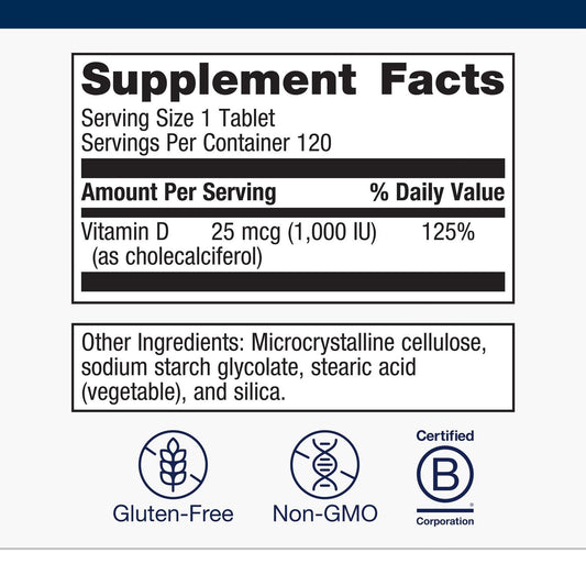Close-up of Vitamin D3 1000 IU microtablet