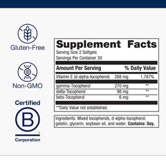 Front view of Metagenics Vitamin E Mixed Tocopherols softgels