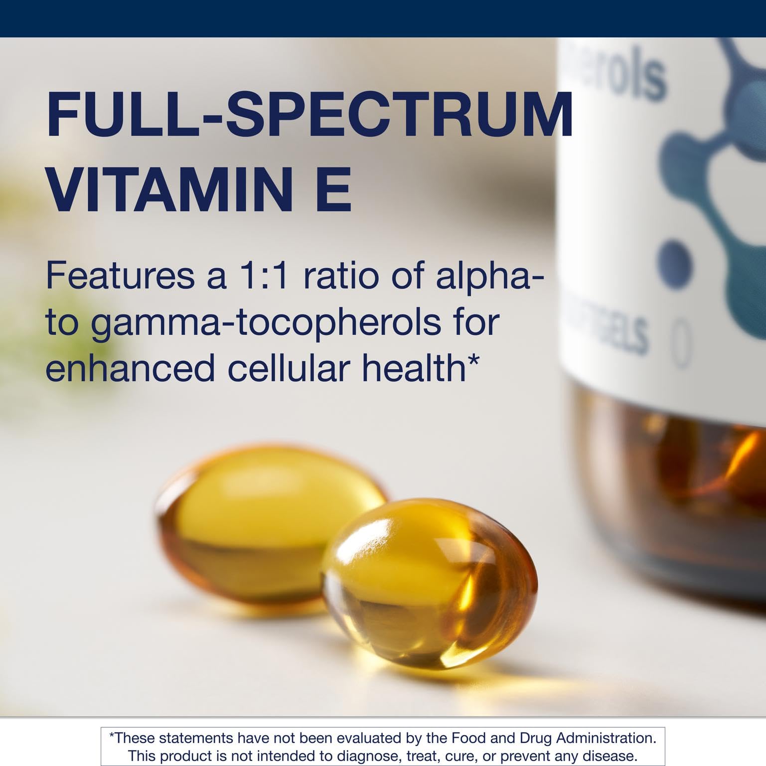 Supplement facts panel for Metagenics Vitamin E Mixed Tocopherols