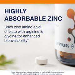 Metagenics Zinc A.G. chelate tablets signaling bone health support.