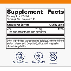 Metagenics Zinc A.G. bottle highlights absorption science on the label.