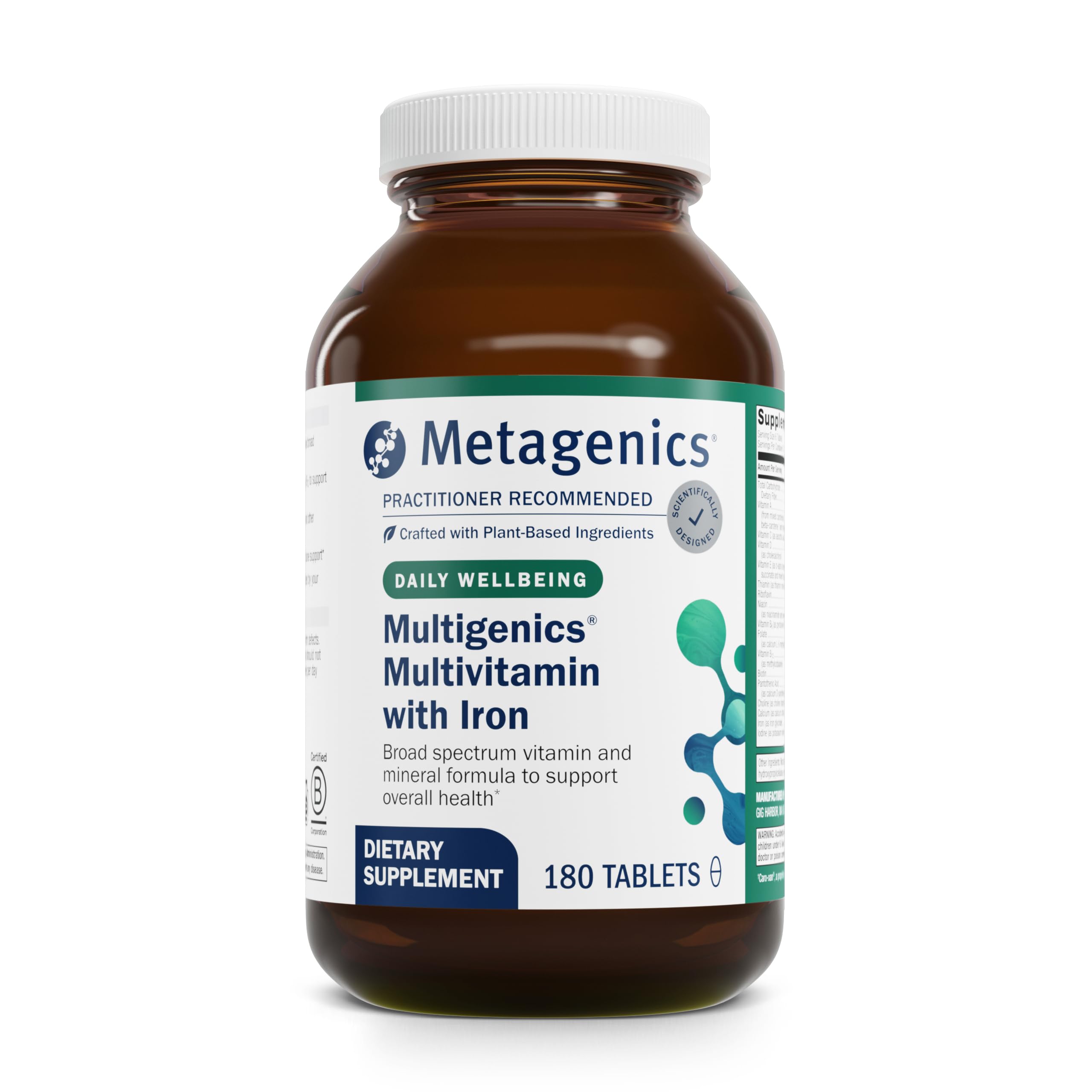 Product bottle and label of Metagenics Multigenics Multivitamin with Iron