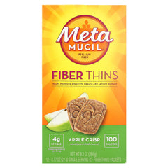 Metamucil front packaging showing apple crisp wafers and fiber benefit