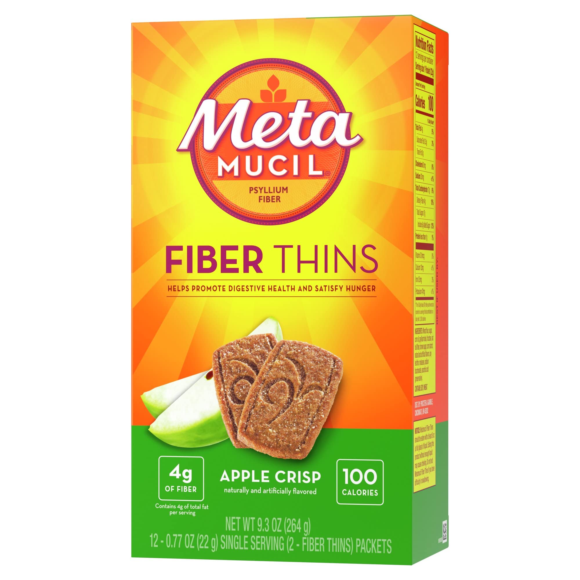 Metamucil Apple Crisp Fiber Wafers Pack Side View