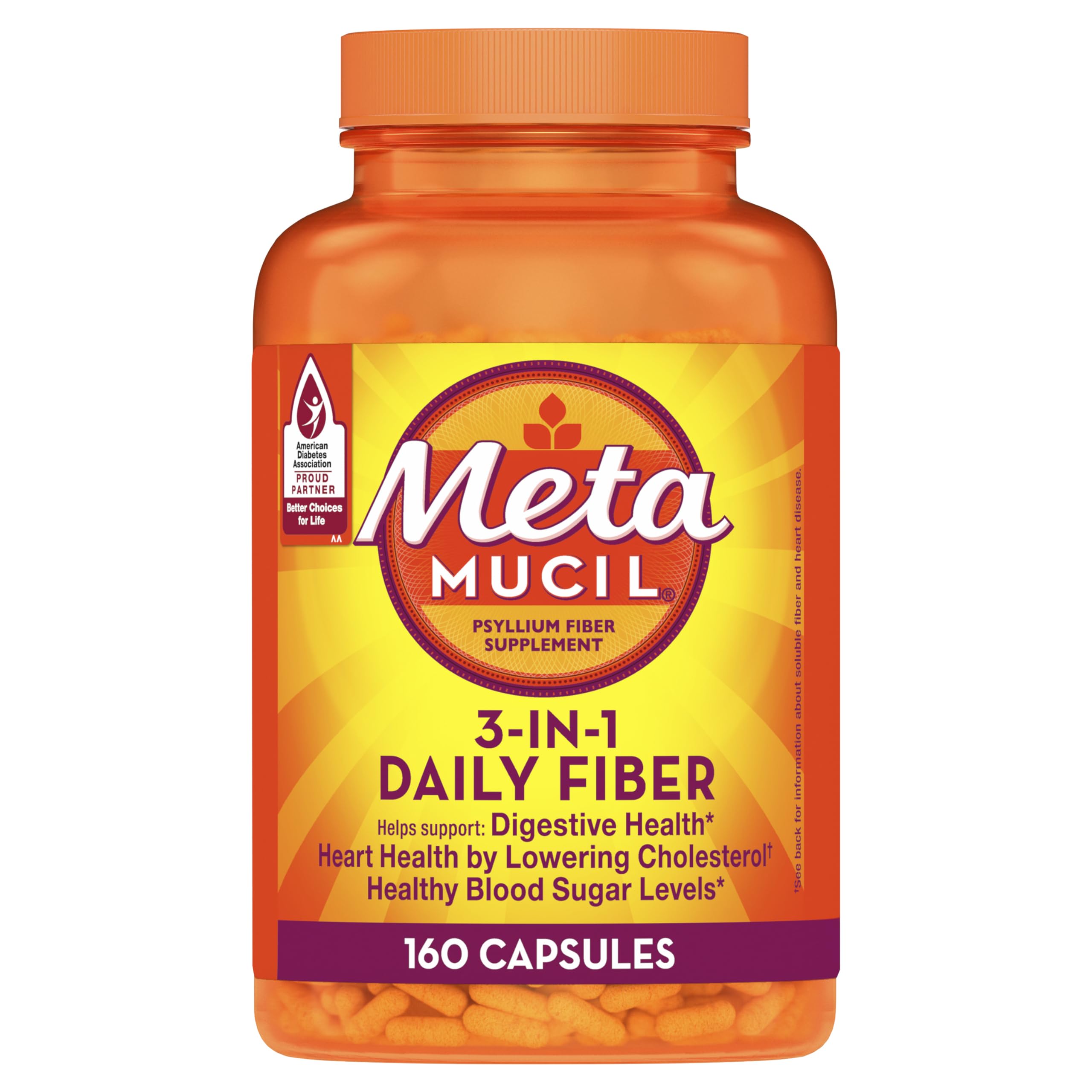 Metamucil Psyllium Husk Capsules bottle with label