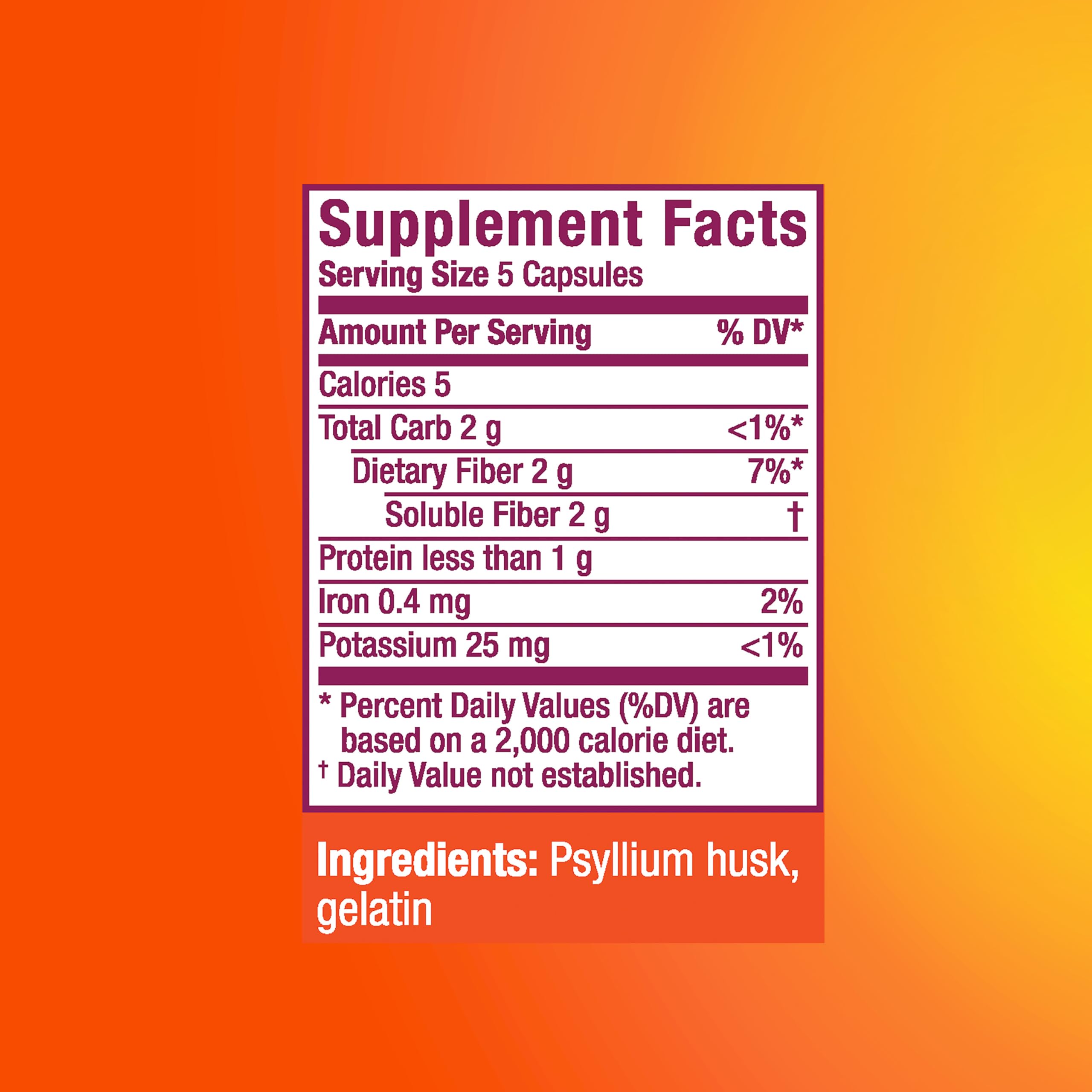 Close-up of Metamucil Psyllium Husk Capsules