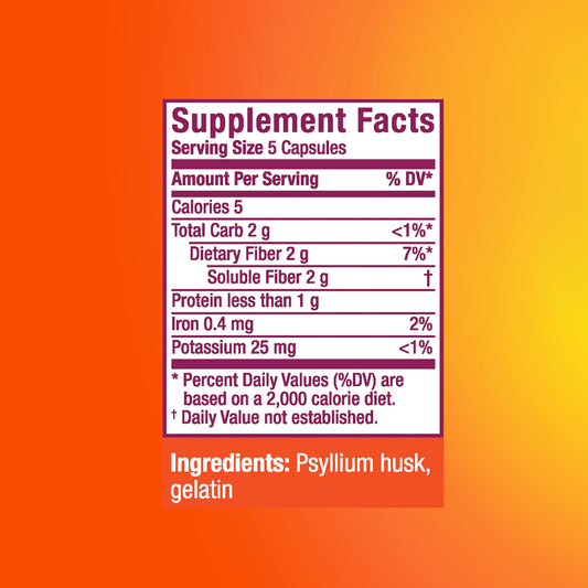 Close-up of Metamucil Psyllium Husk Capsules