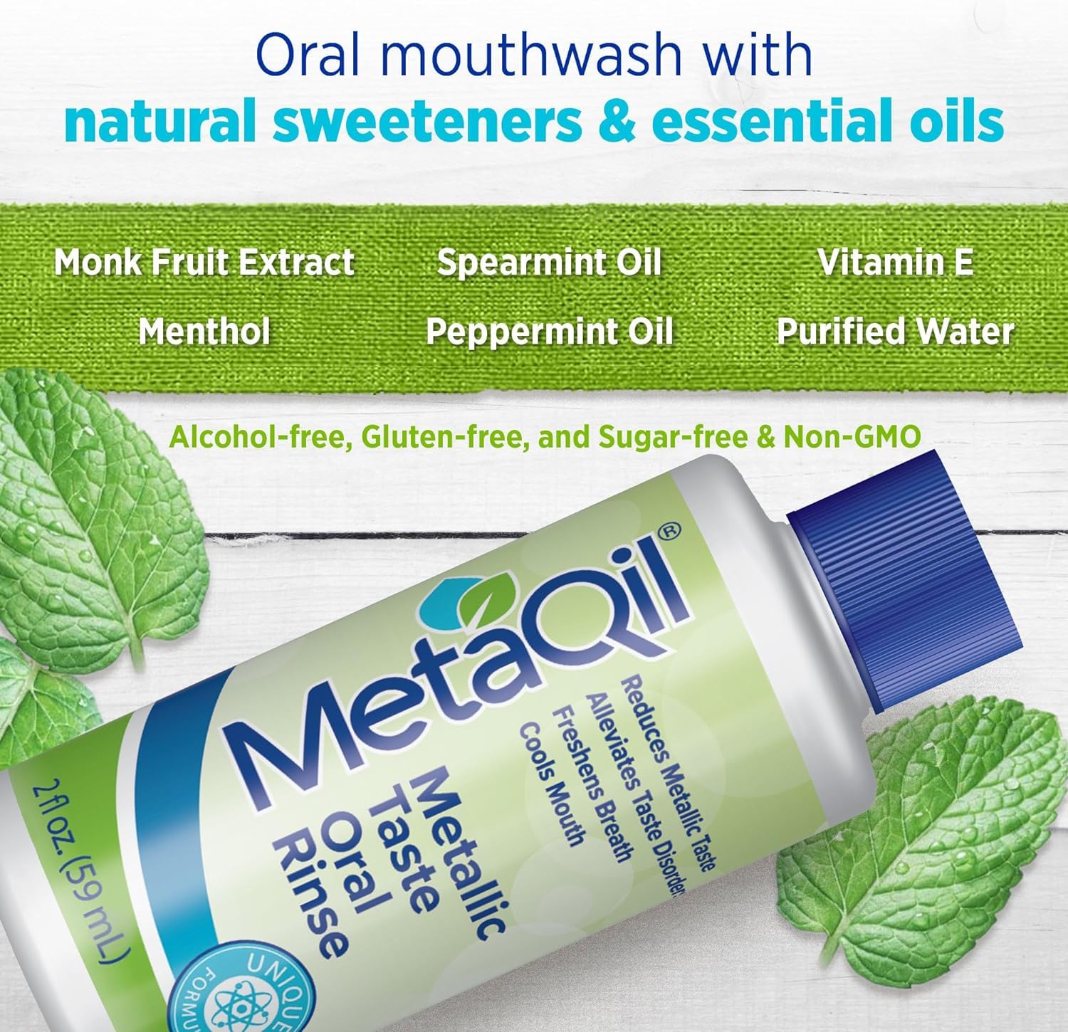 Alcohol-free, gluten-free, sugar-free labeling on MetaQil