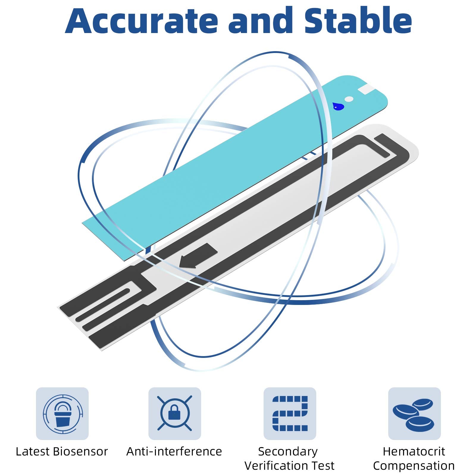 Metene TD-4116 test strips 7-second testing quick results for daily checks.