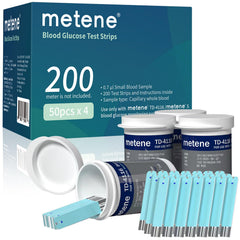 Metene TD-4116 test strips vial close-up for reliable testing and easy handling.