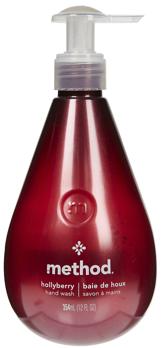 Method Hollyberry hand wash bottle with a gentle formula for nourished hands.