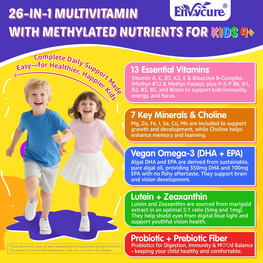 Methyl B12 and methylfolate vitamins for kids