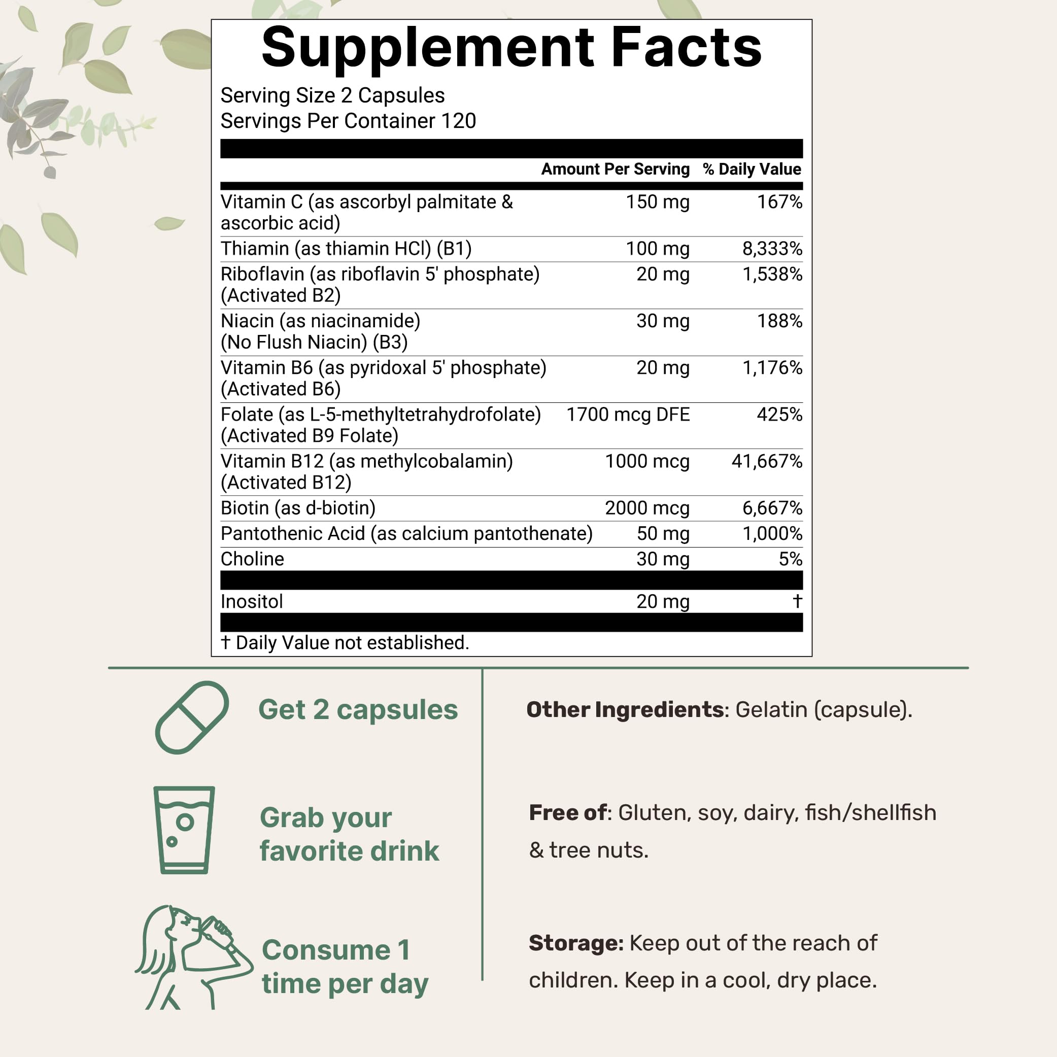 11-in-1 methylated B vitamins with methylfolate and methylcobalamin