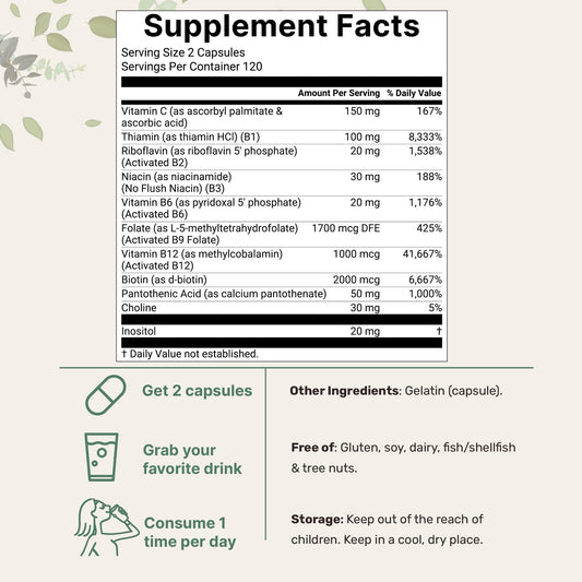 11-in-1 methylated B vitamins with methylfolate and methylcobalamin