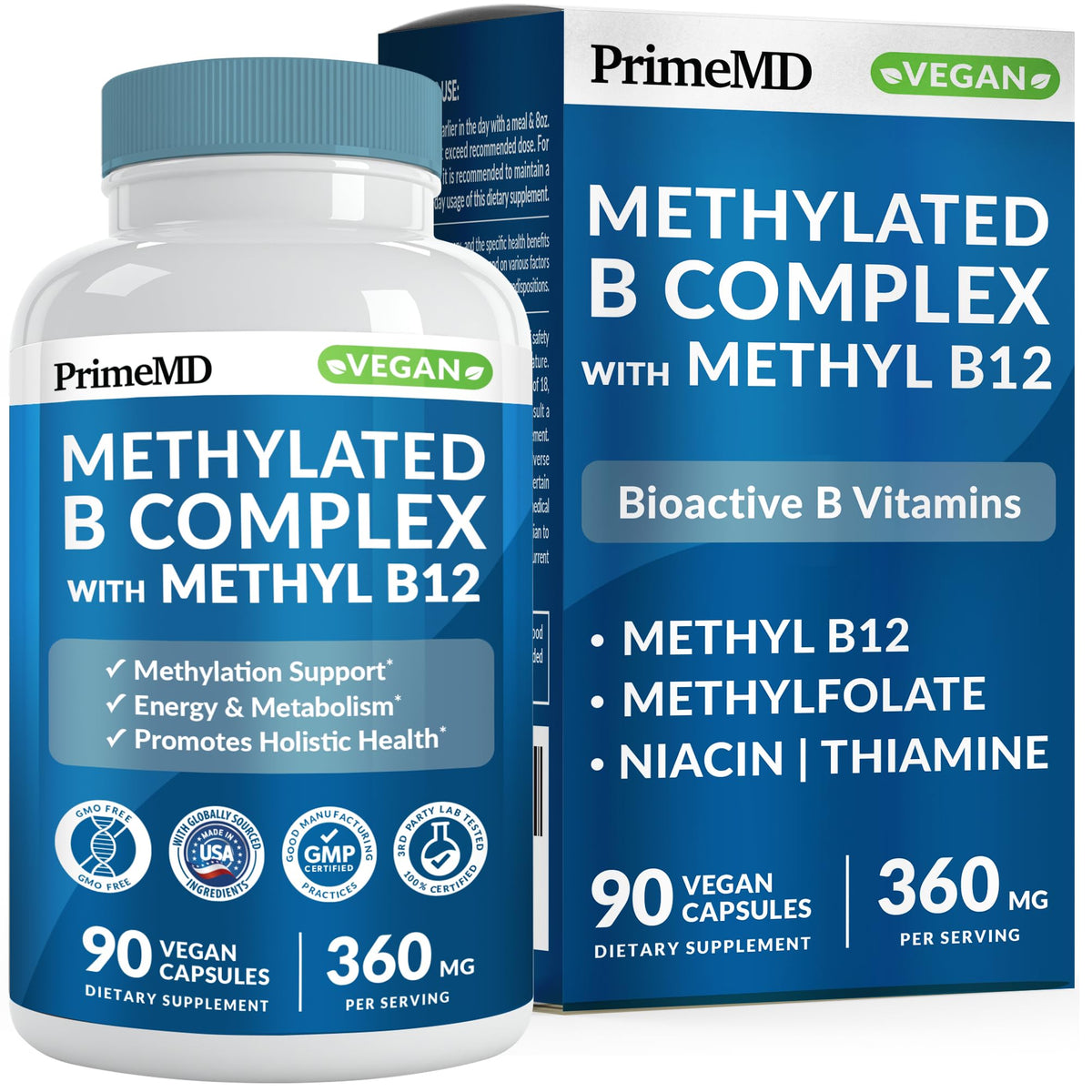 Bottle of Methylated B Complex with Methylfolate and B12