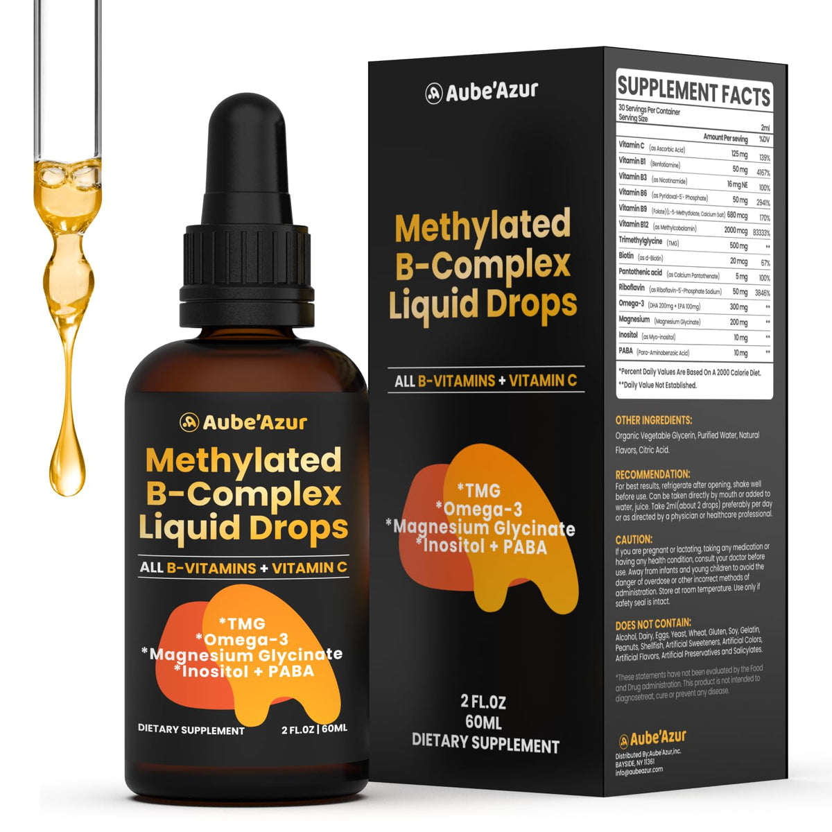 Methylated B Complex Liquid Drops bottle with dropper
