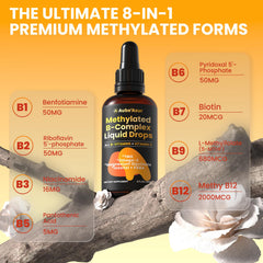 Ingredients panel featuring B1-B12, Omega-3, inositol and magnesium