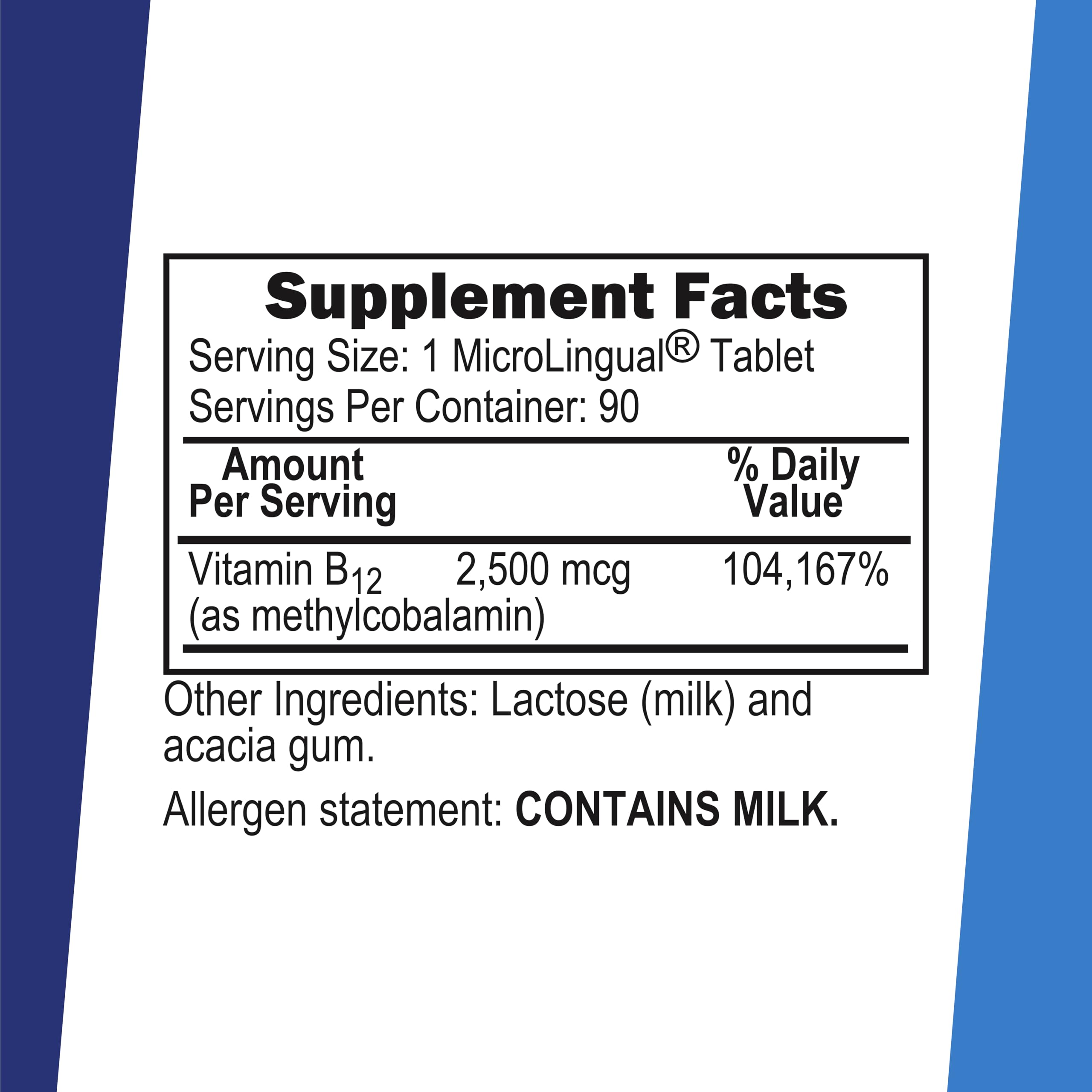 Active form methylcobalamin B12, non-GMO and preservative-free.