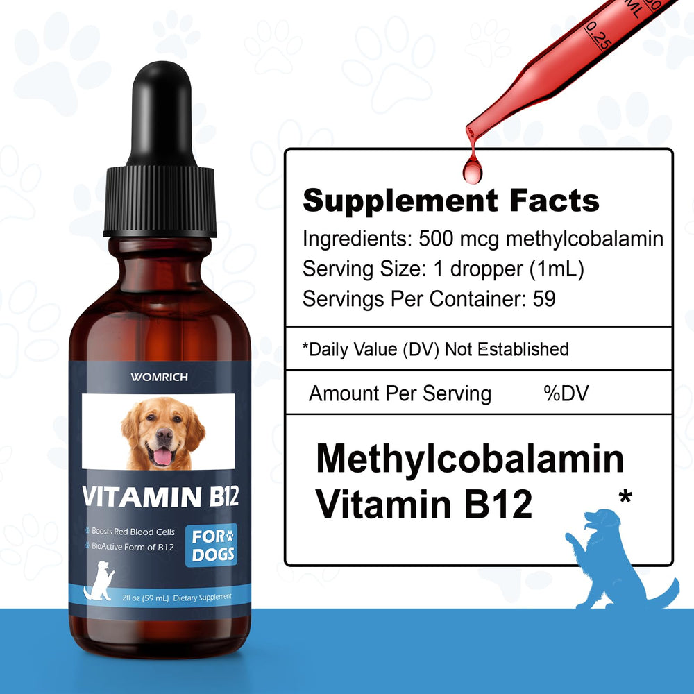 Liquid methylcobalamin B12 dog supplement for energy support
