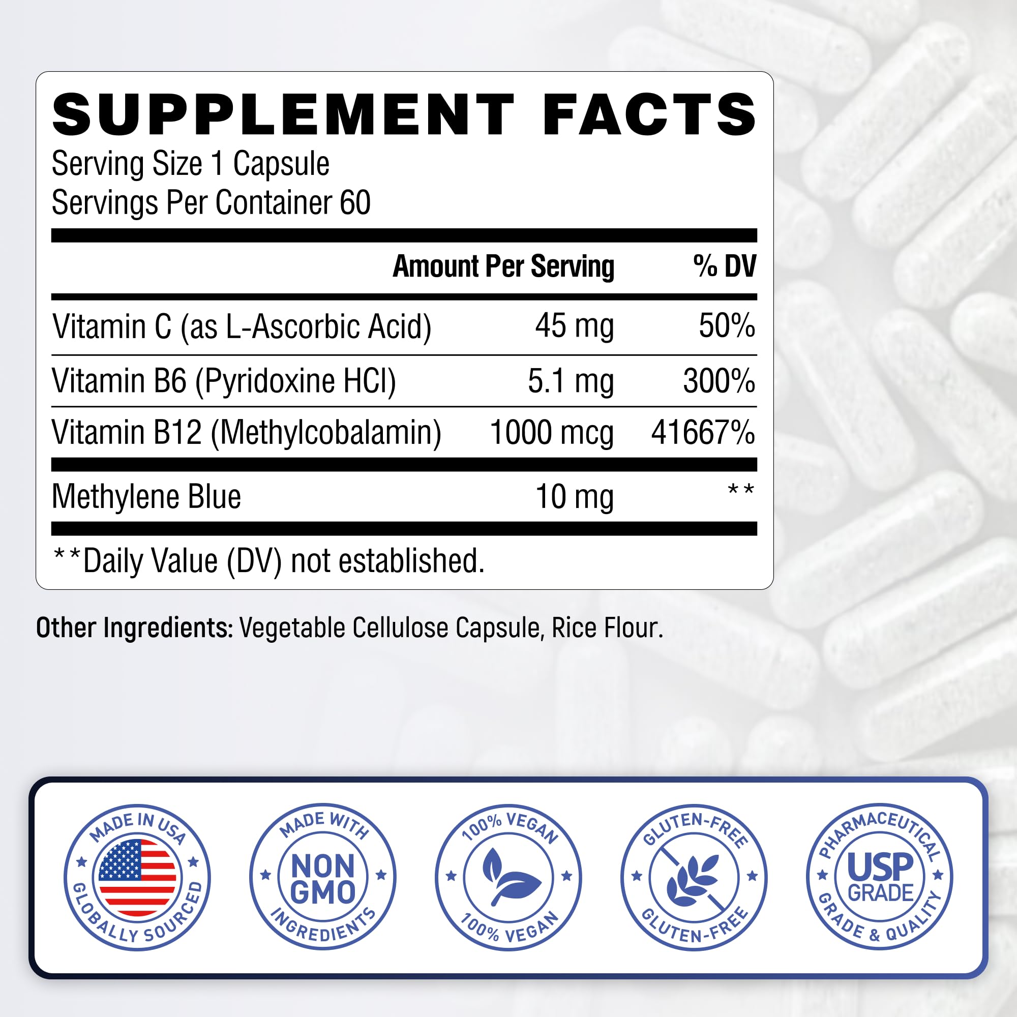 60 capsules, two-month supply label