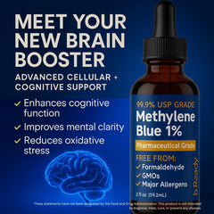 Close-up showing 10 mg per drop in 1% USP methylene blue solution