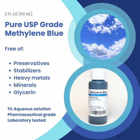 Label of Methylene Blue 1% USP solution showing 60 ml