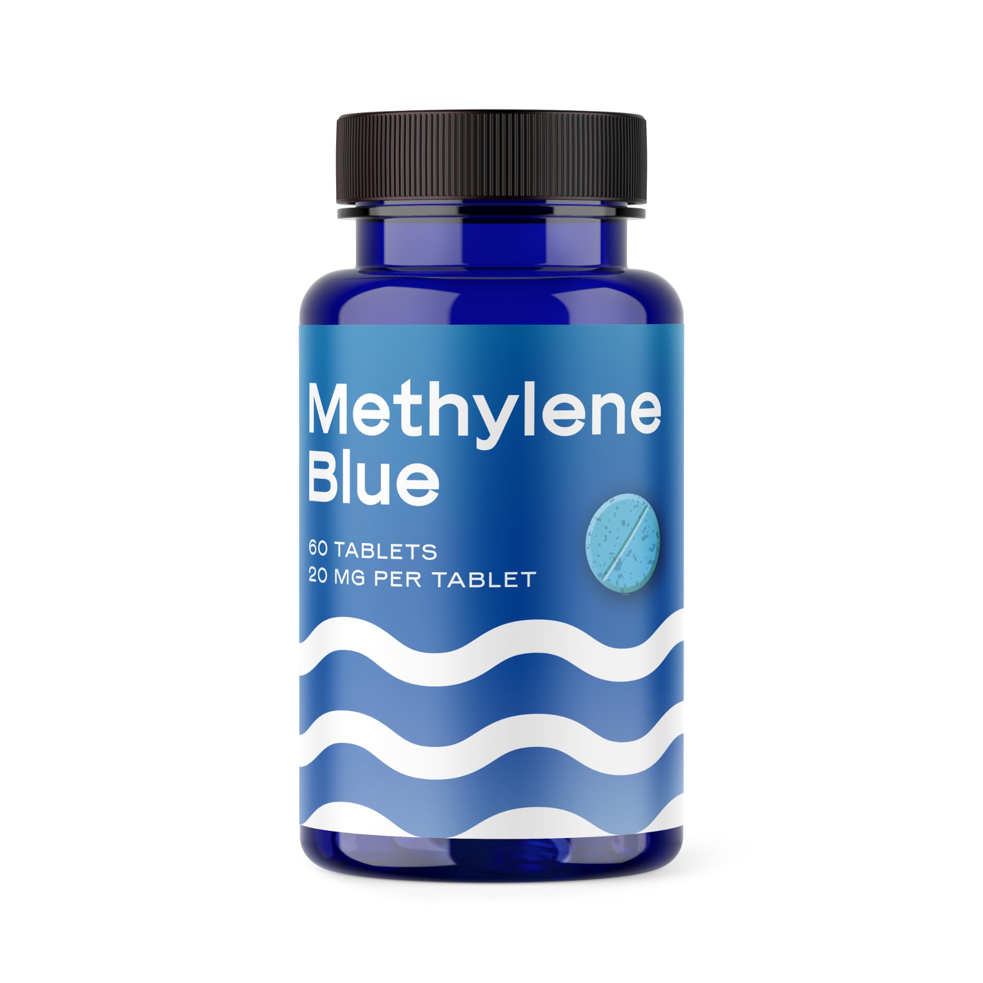 USP-grade methylene blue 20mg tablet, 60-count, scored and unflavored