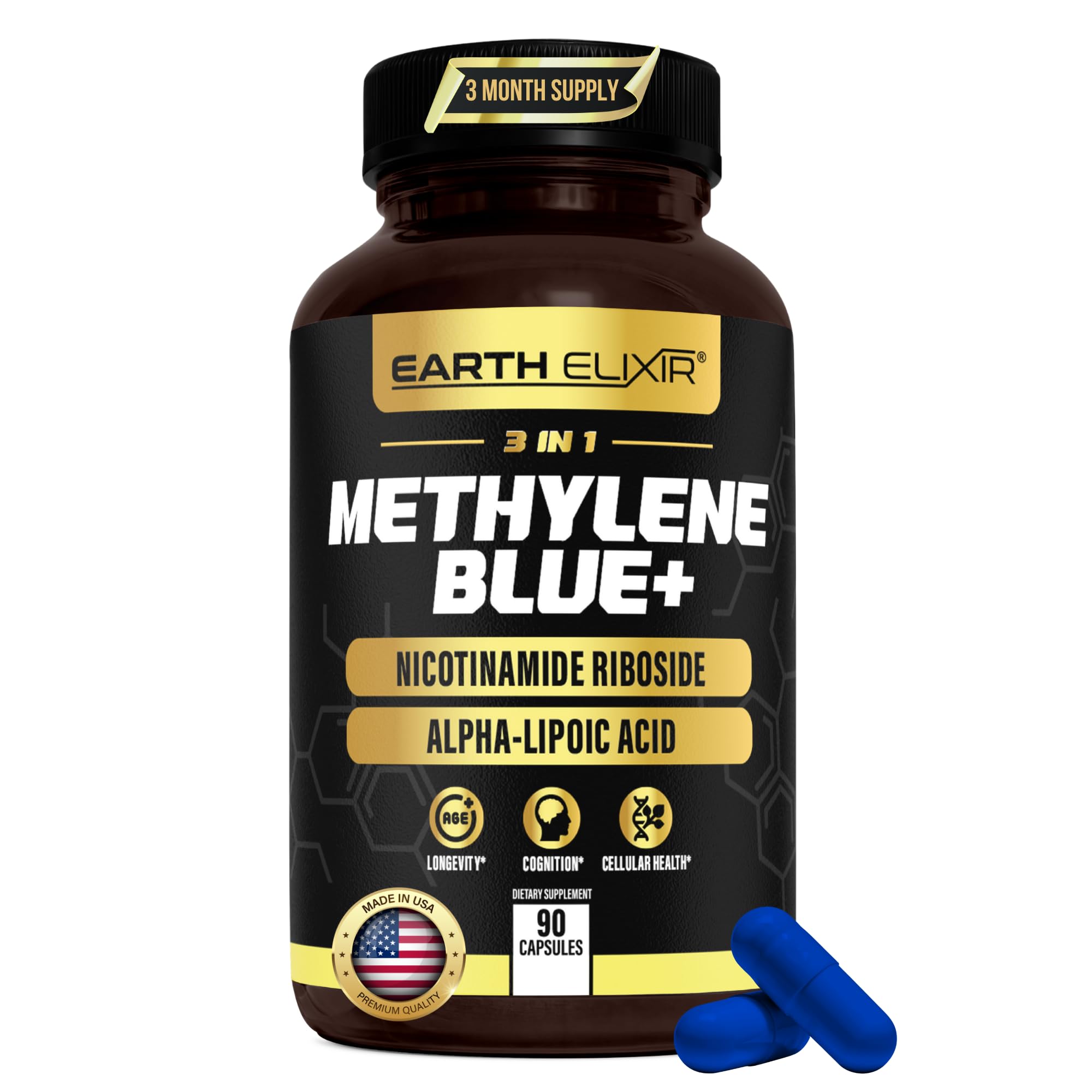 3-in-1 Methylene Blue capsules bottle
