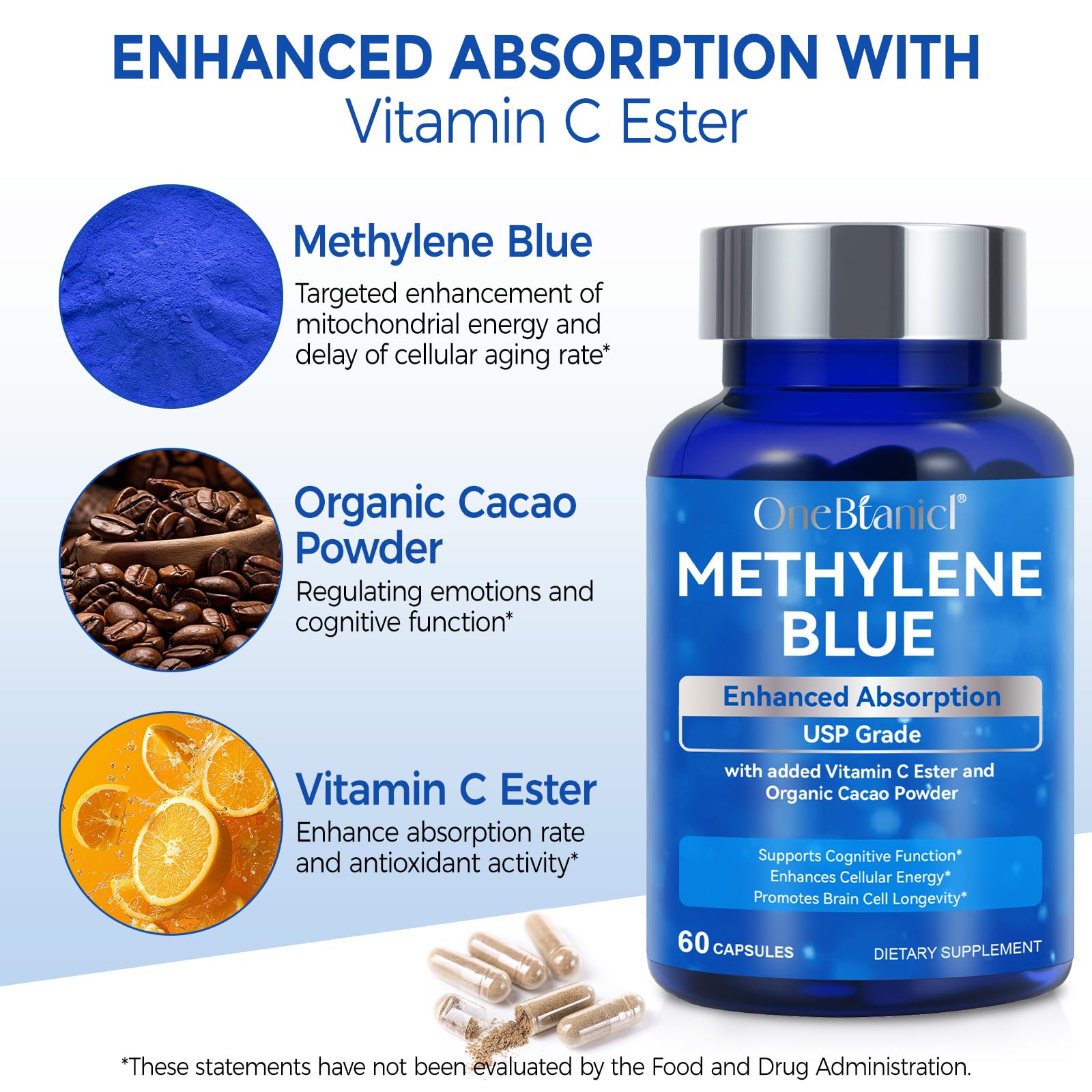 Antioxidant blend capsule with vitamin C ester and cacao powder