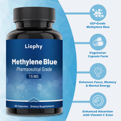 Close-up of a single methylene blue capsule