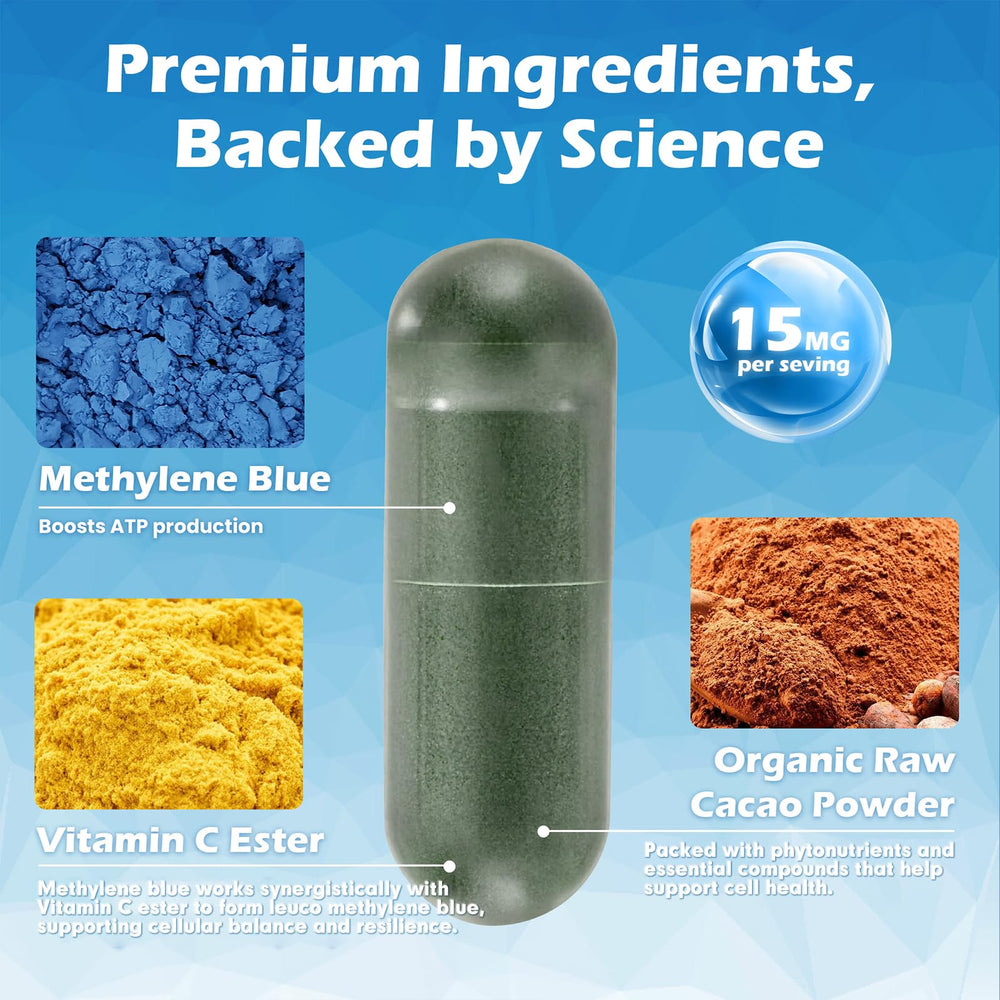 Label highlighting high-purity methylene blue (99%)