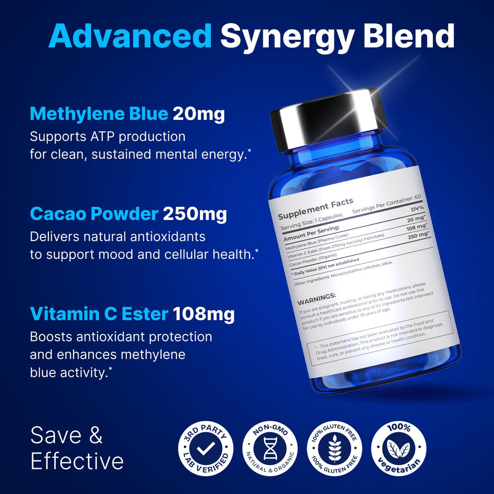 Methylene blue 20mg capsules with label