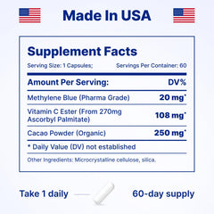 Blue methylene blue capsules signaling energy and focus