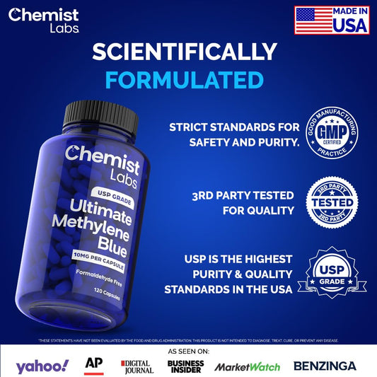 Front of Methylene Blue Capsules packaging