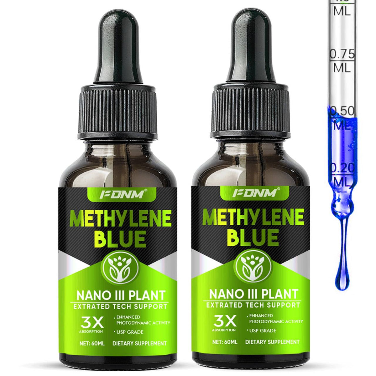 Packaging for Methylene Blue Drops 2-pack