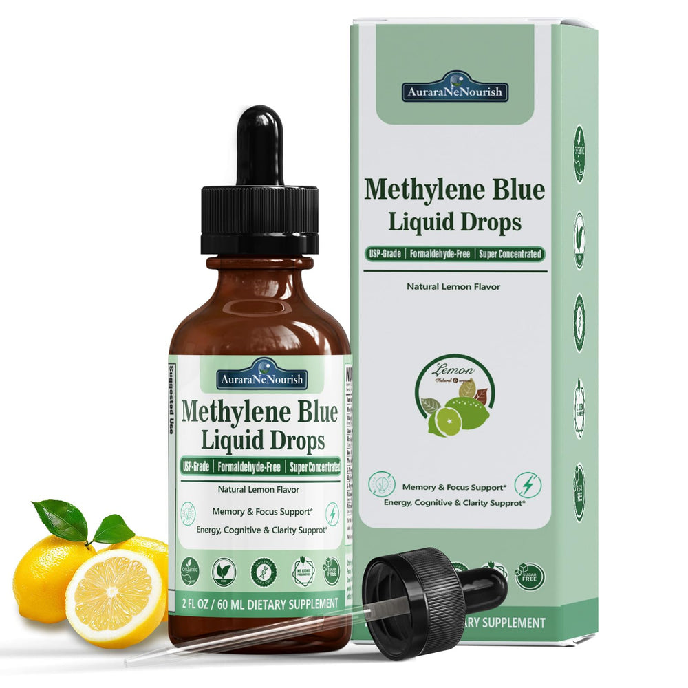Pharmaceutical-grade methylene blue 1% solution in dropper bottle