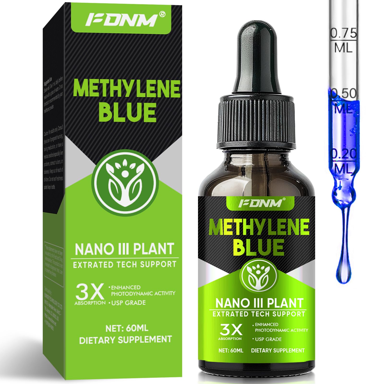 Methylene Blue Drops bottle with dropper