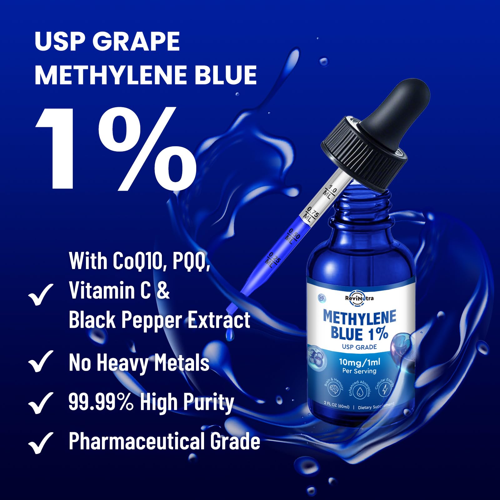 Methylene Blue Drops formula with CoQ10 and PQQ