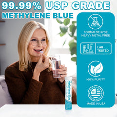 Lab-tested purity seal on methylene blue tablets