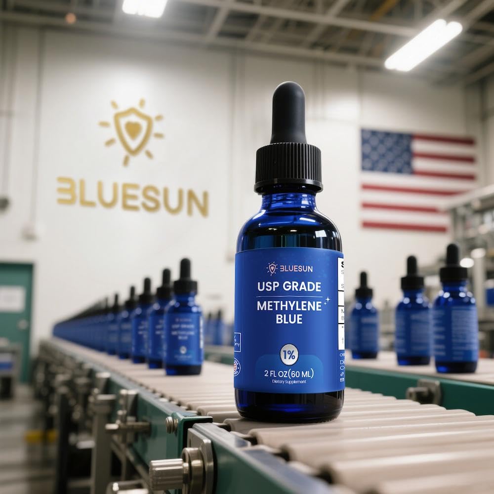 Methylene Blue liquid drops with third-party lab testing label
