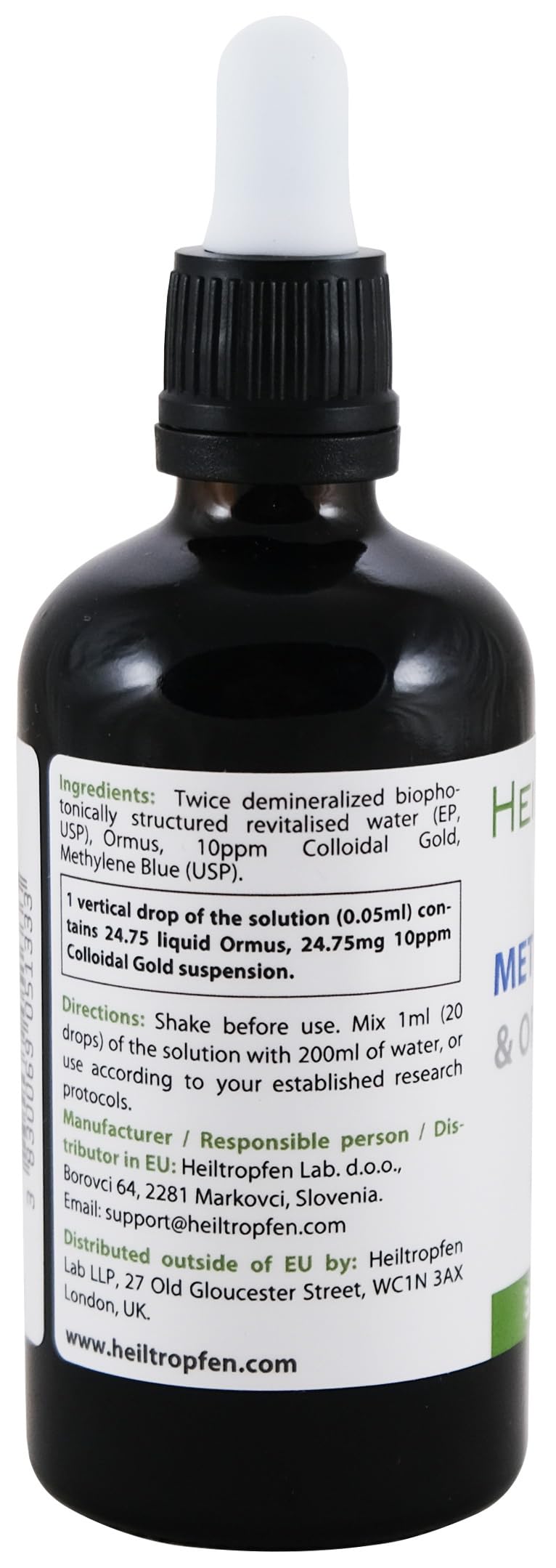 Close-up of the bottle label showing 3.4 fl oz (100 ml) capacity