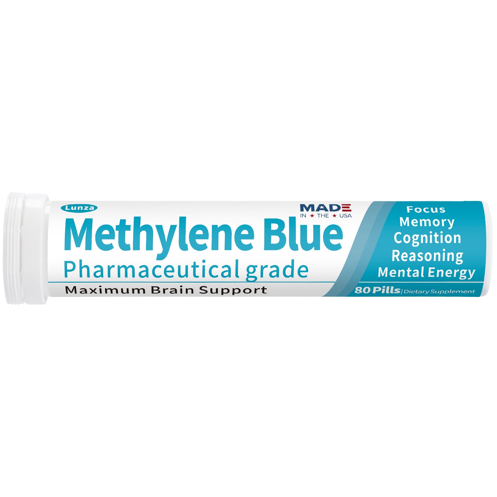 Bottle of methylene blue pharmaceutical grade tablets