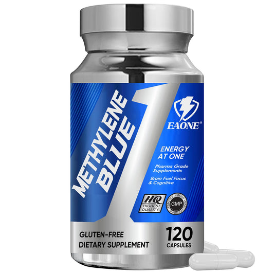 Bottle of Methylene Blue USP Grade brain supplement with Vitamin C Ester